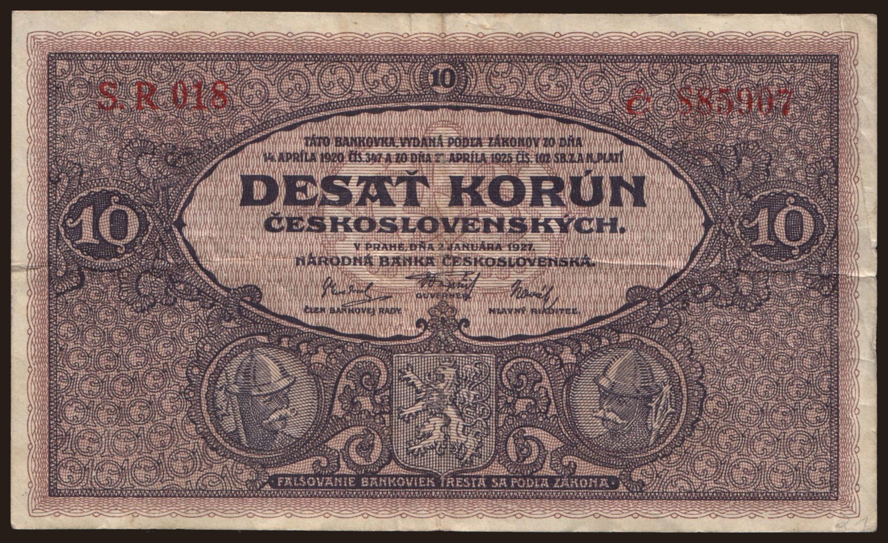 10 korun, 1927