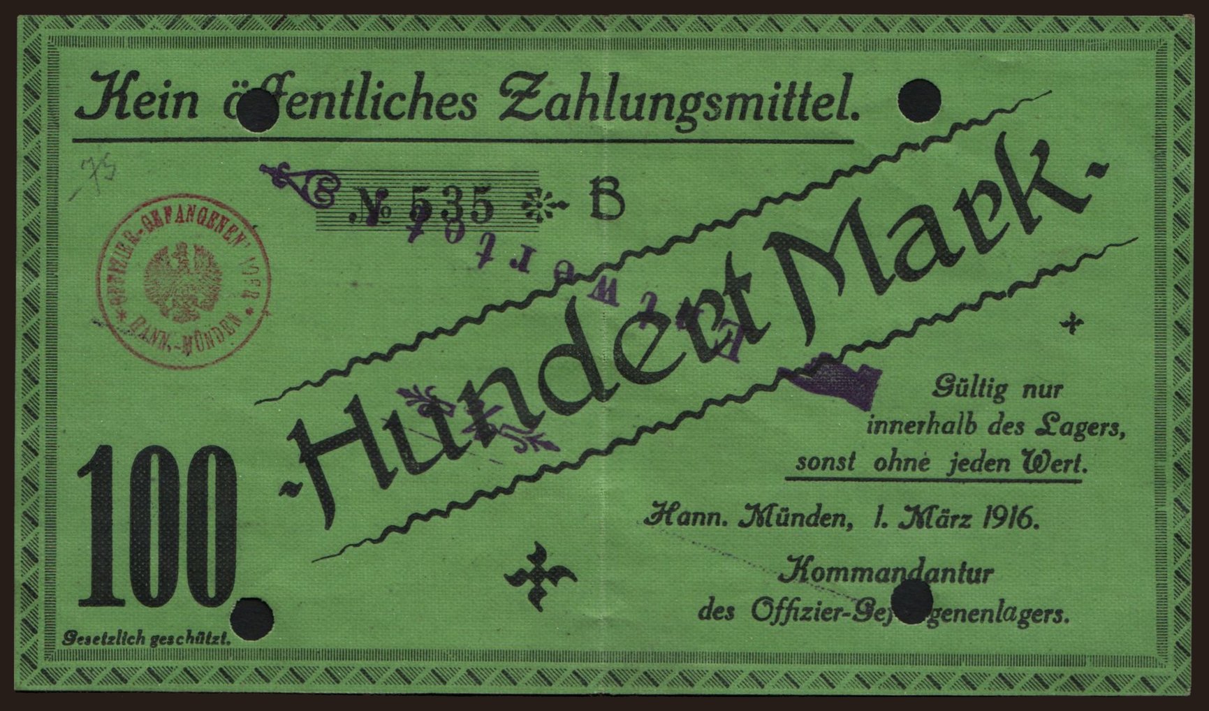 Hannoversch Münden, 100 Mark, 1916