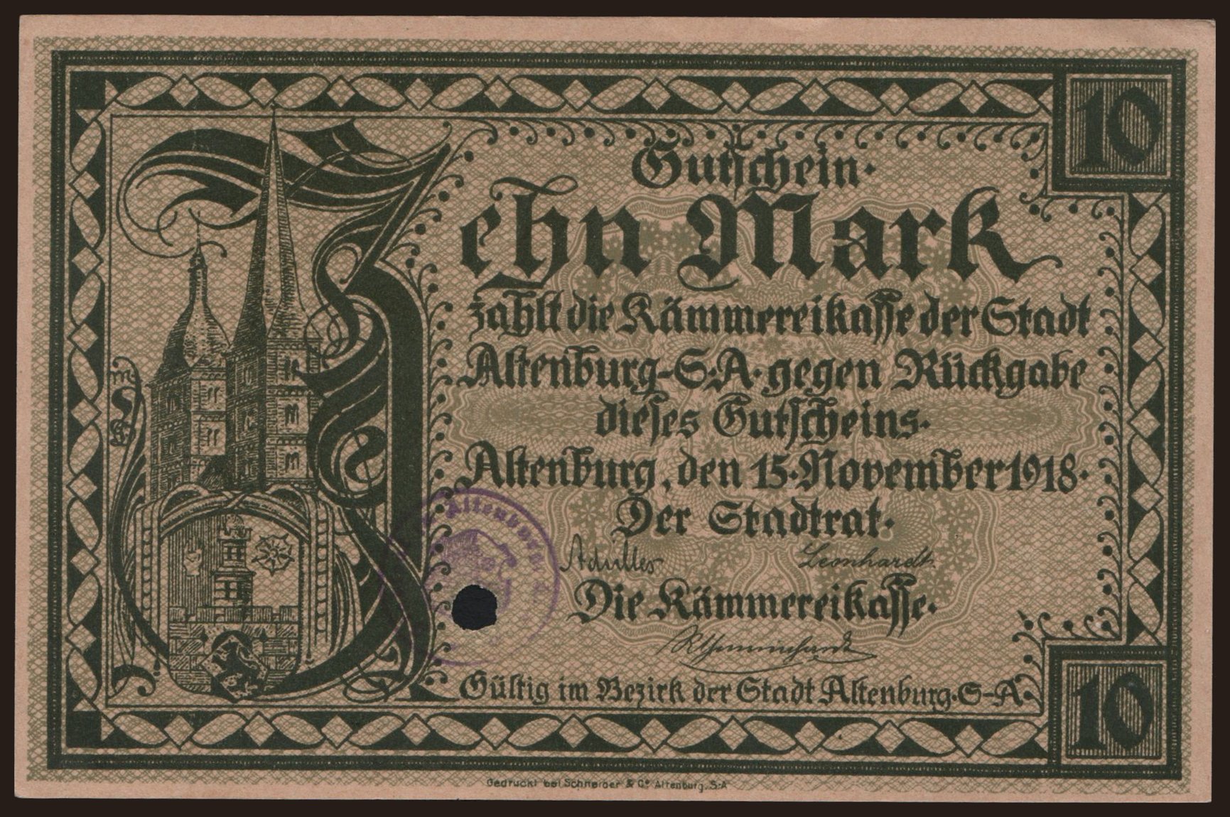 Altenburg/ Stadt, 10 Mark, 1918