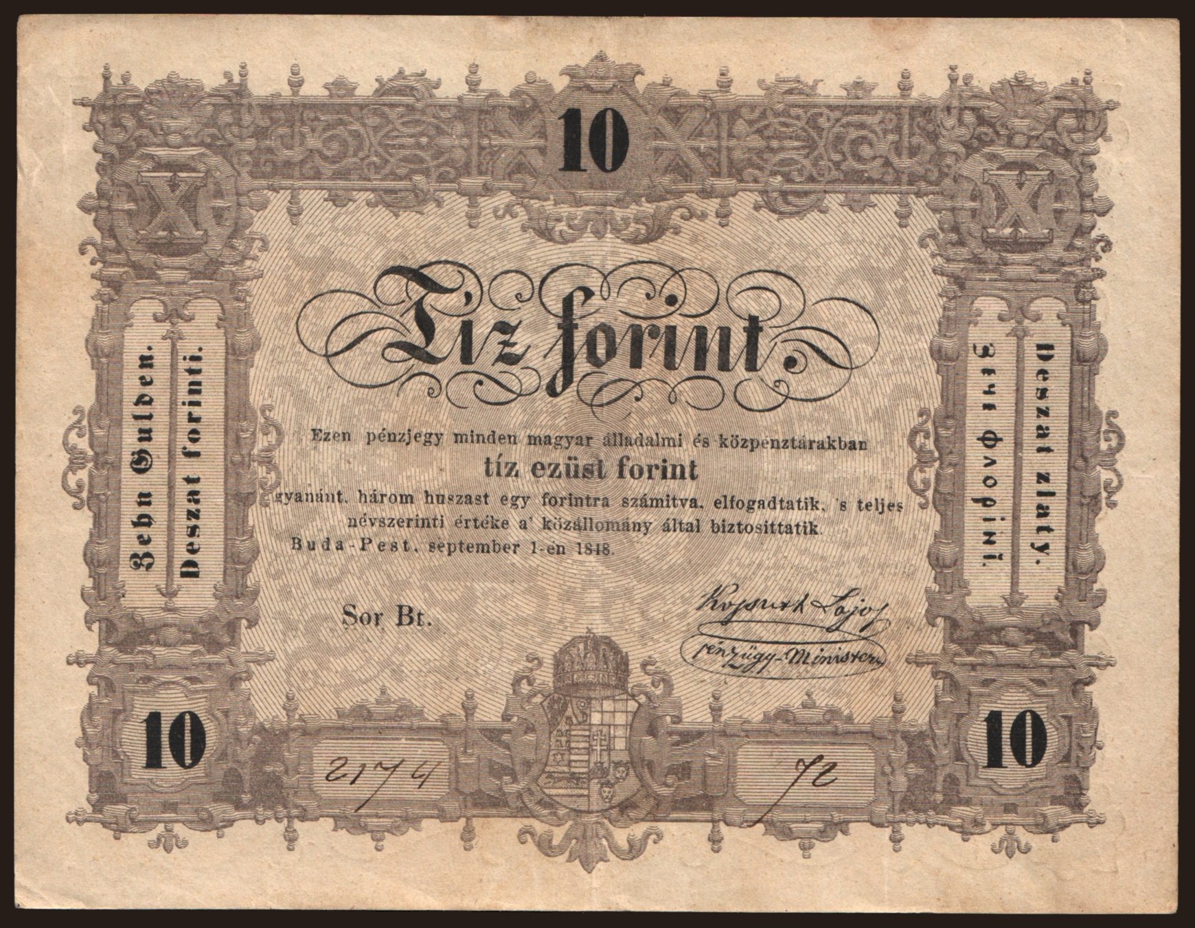 10 forint, 1848