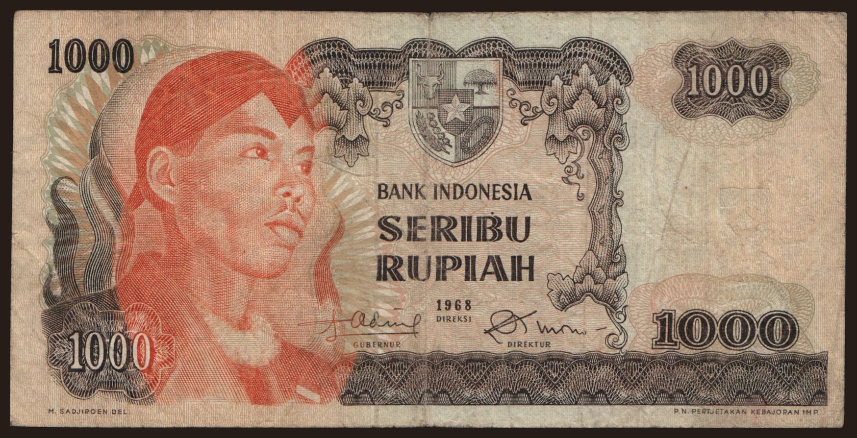 1000 rupiah, 1968