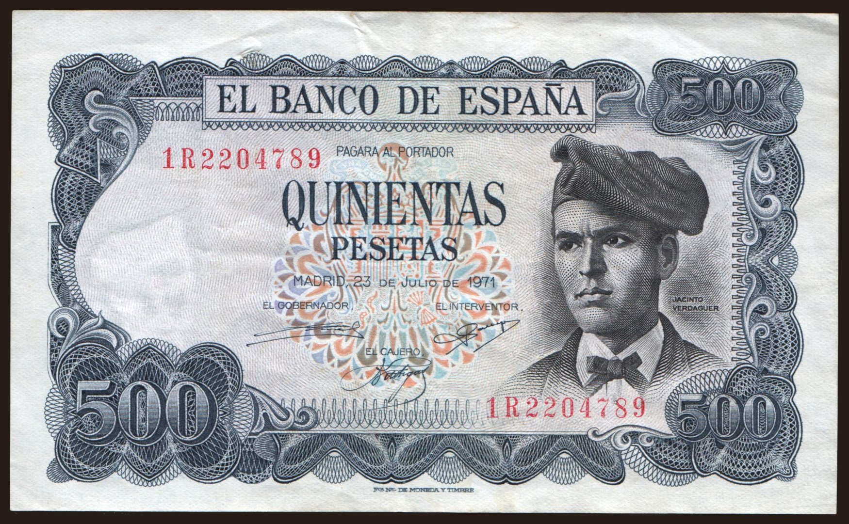 500 pesetas, 1971
