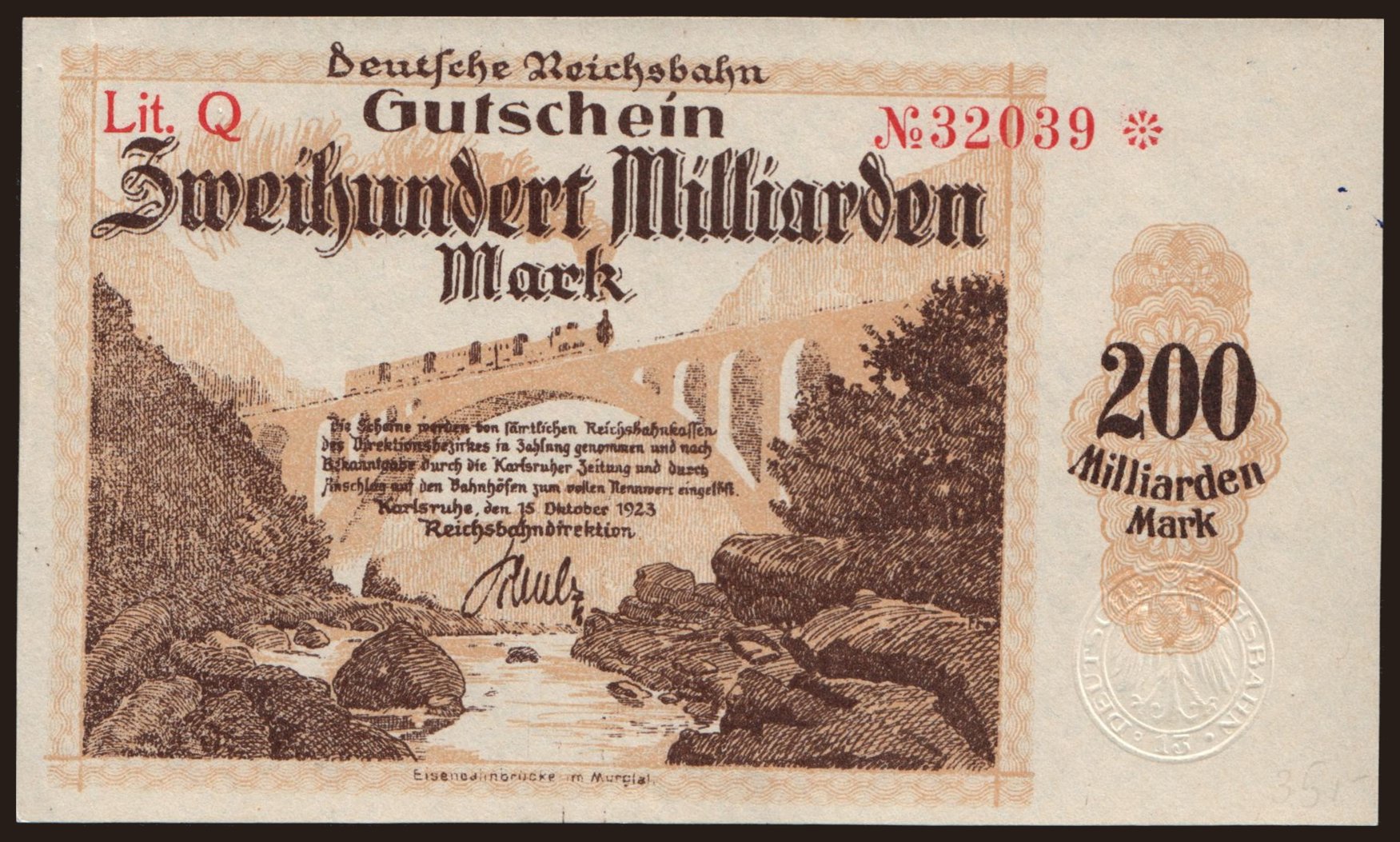 Karlsruhe, 200.000.000.000 Mark, 1923