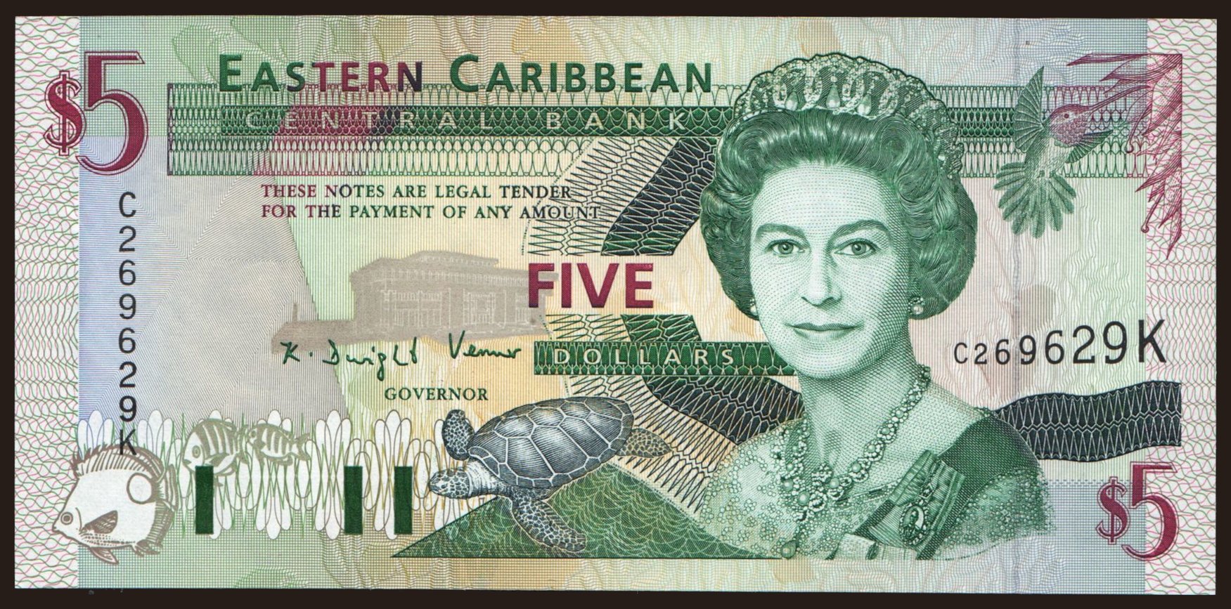5 dollars, 1994, (Saint Kitts)