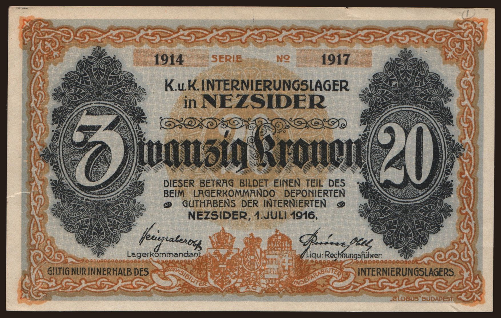 Nezsider, 20 Kronen, 1916
