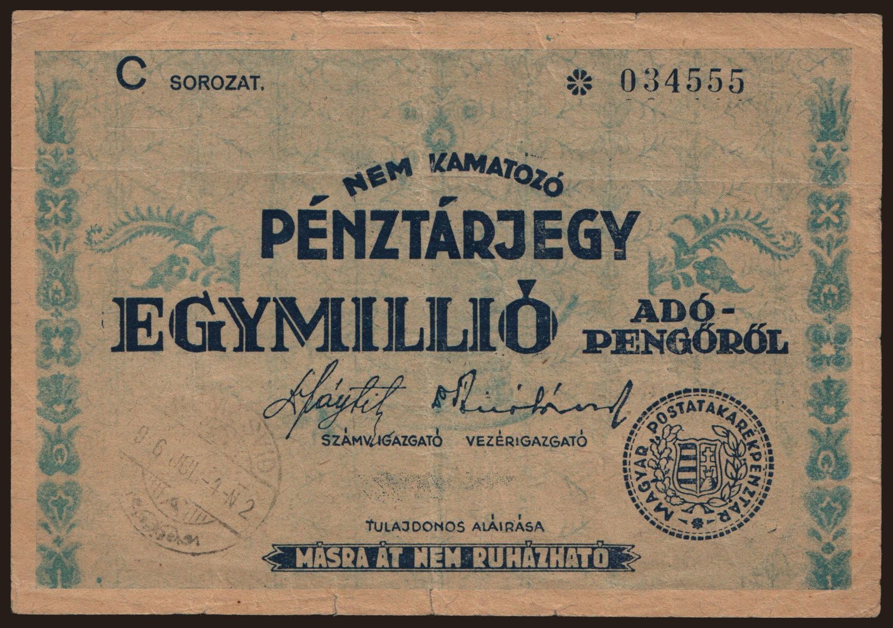 1.000.000 adópengő, 1946