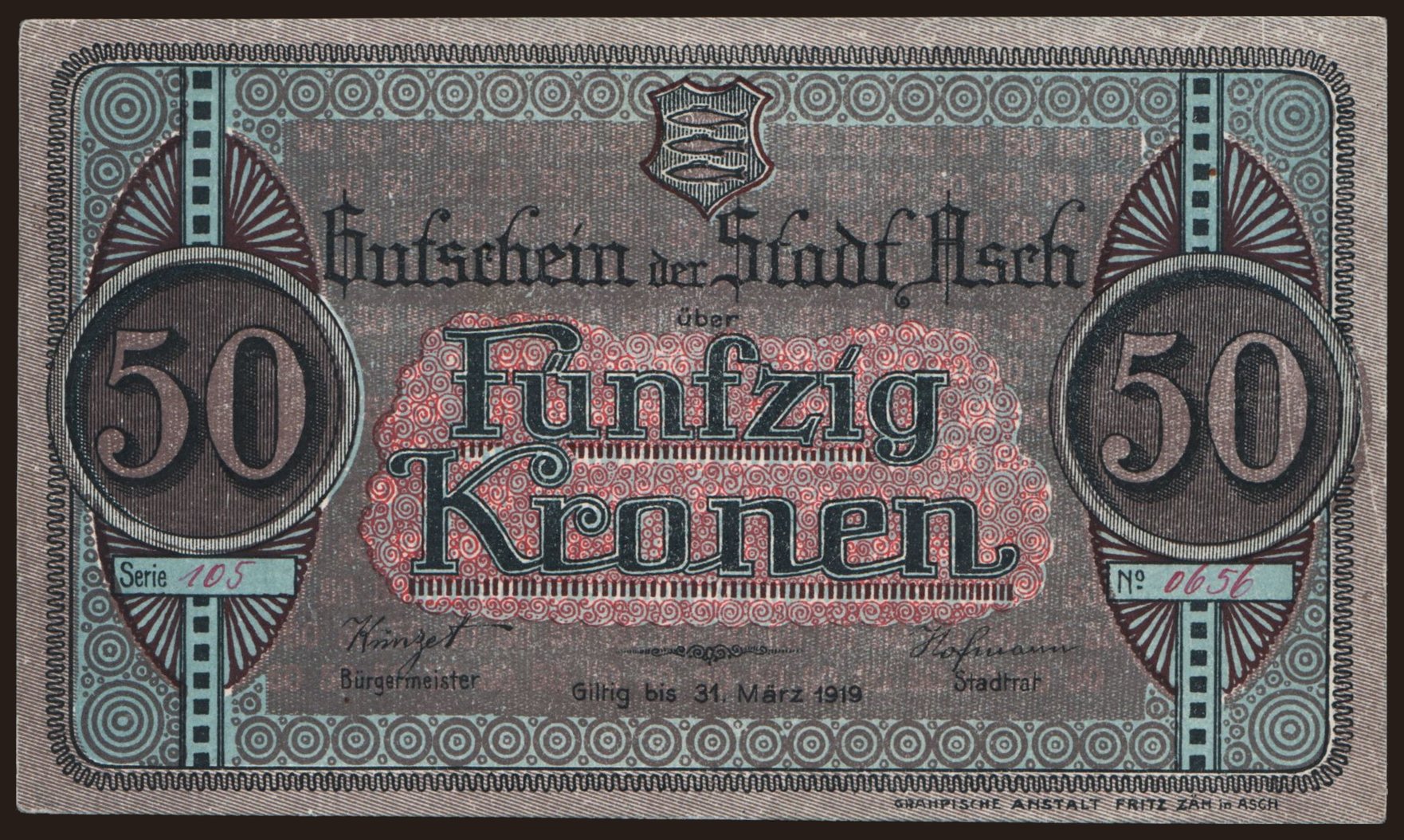 Asch, 50 Kronen, 1918