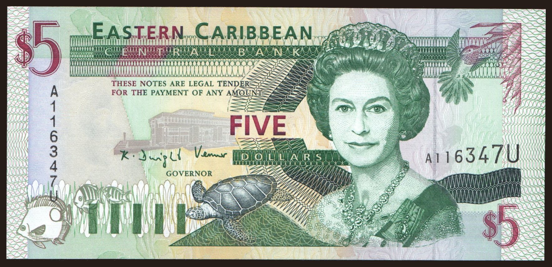 5 dollars, 1994, (Anguilla)