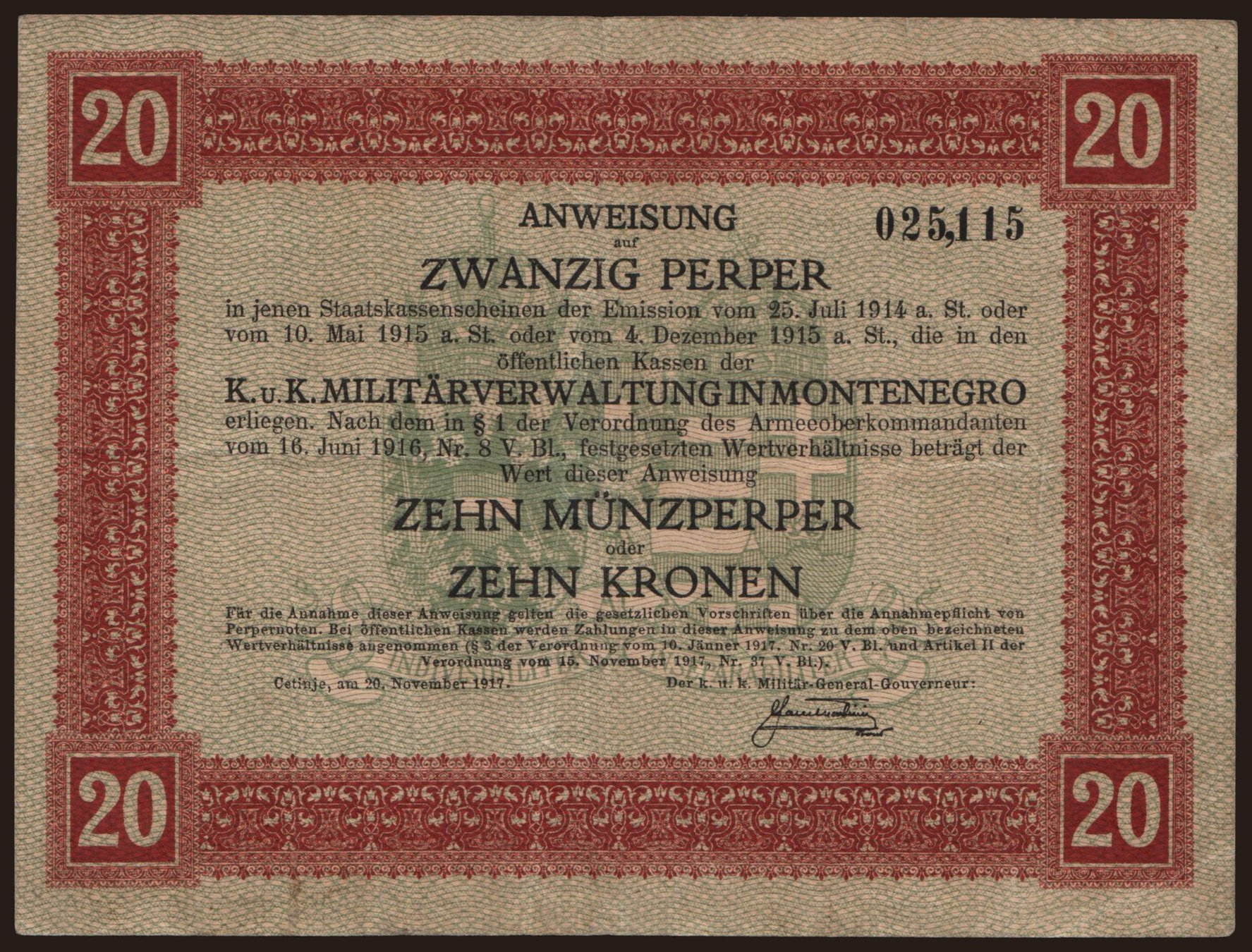 20 perper, 1917