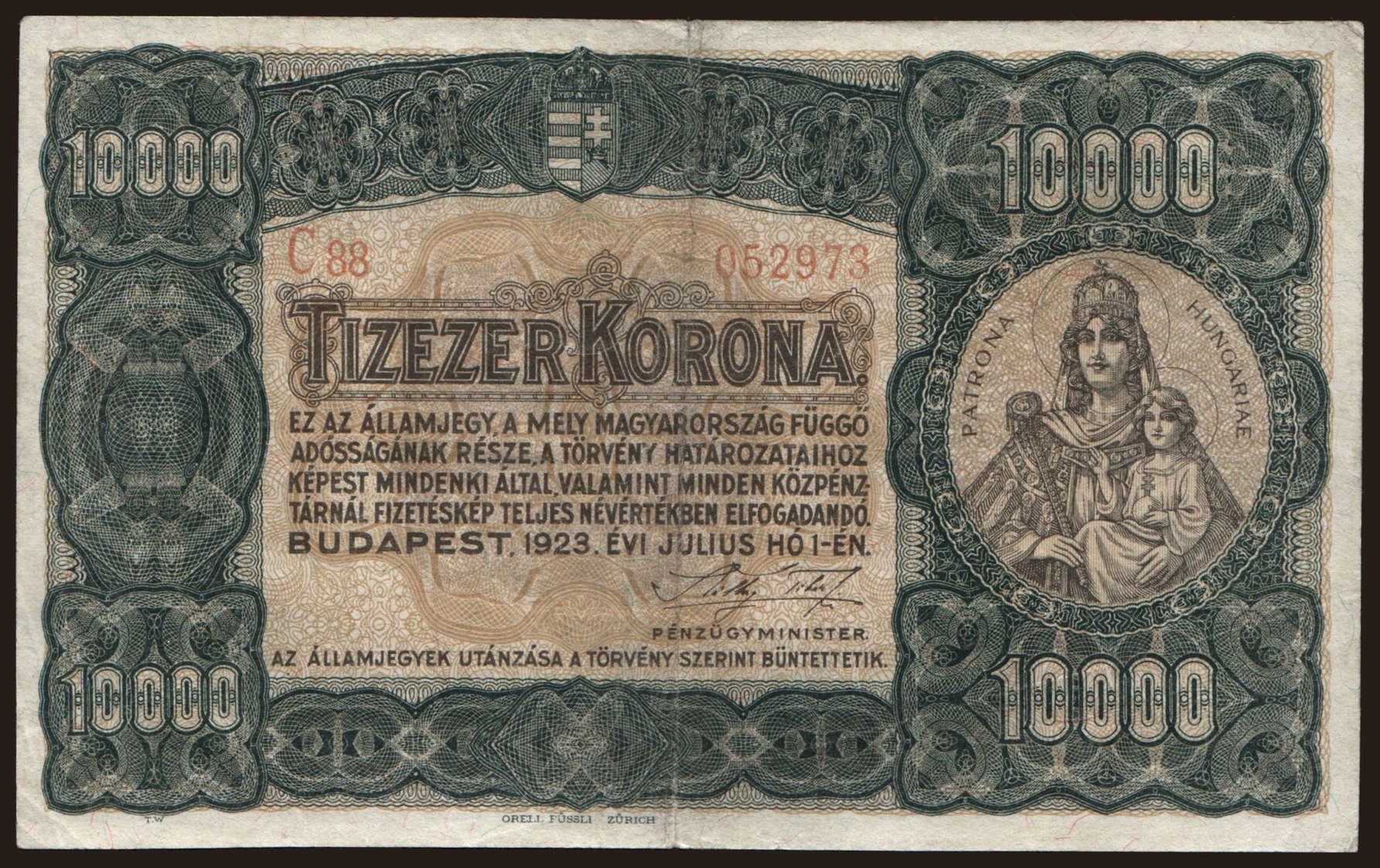 10.000 korona, 1923