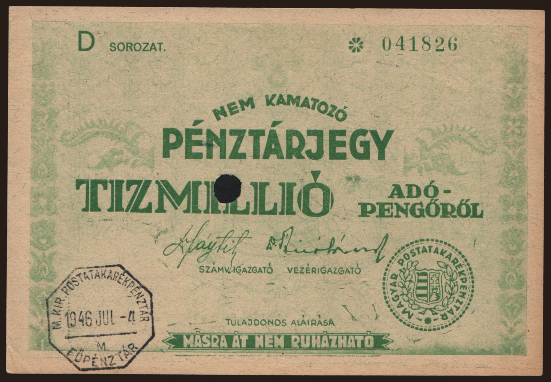 10.000.000 adópengő, 1946