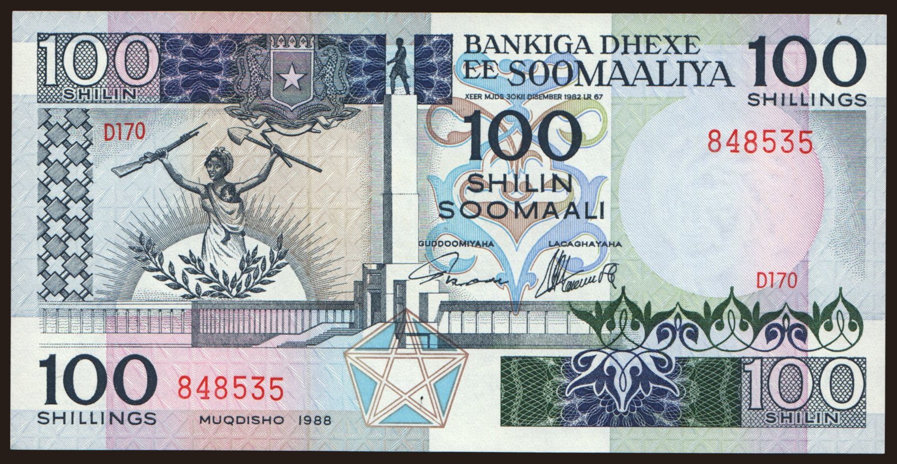 100 shilin, 1988