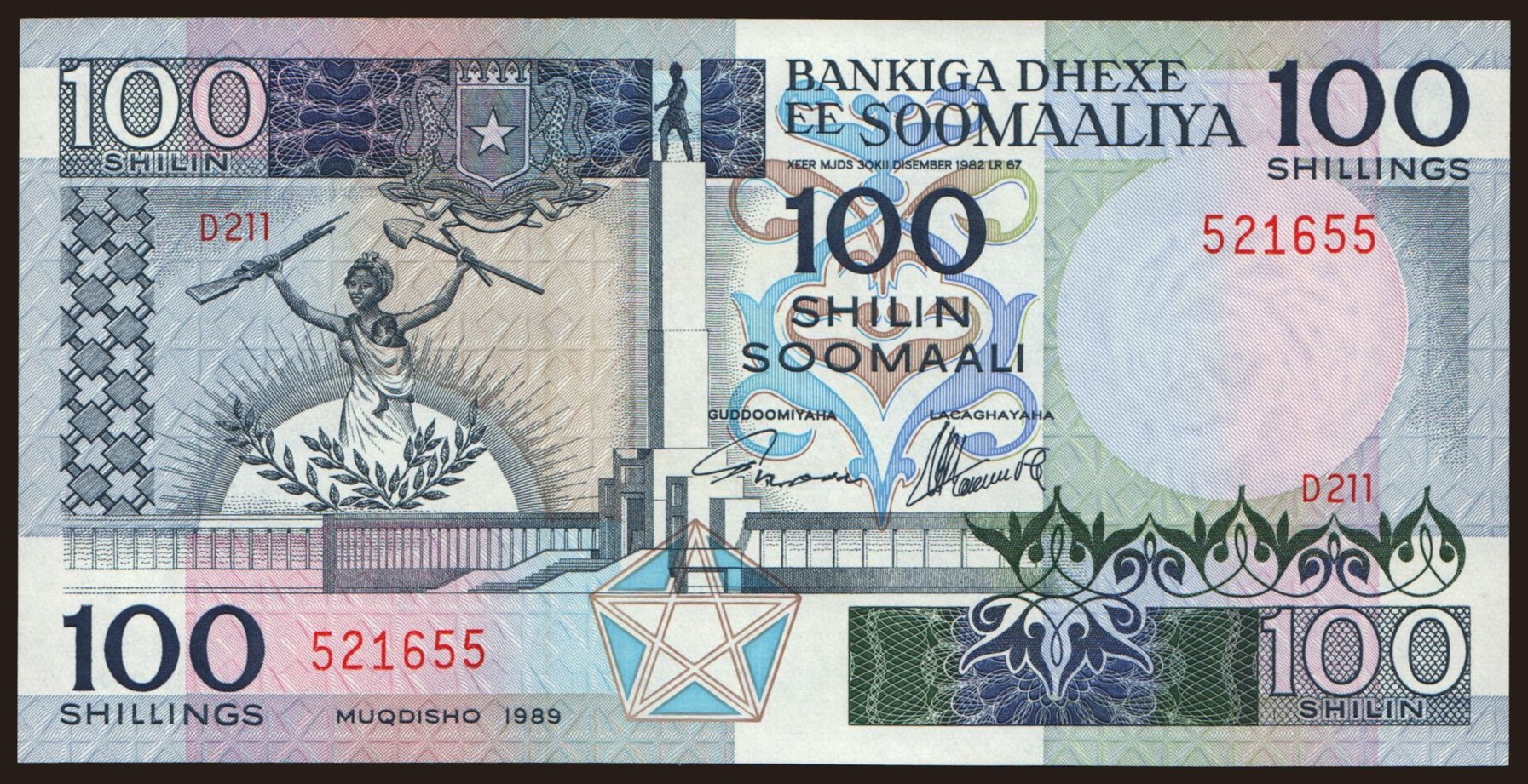 100 shilin, 1989