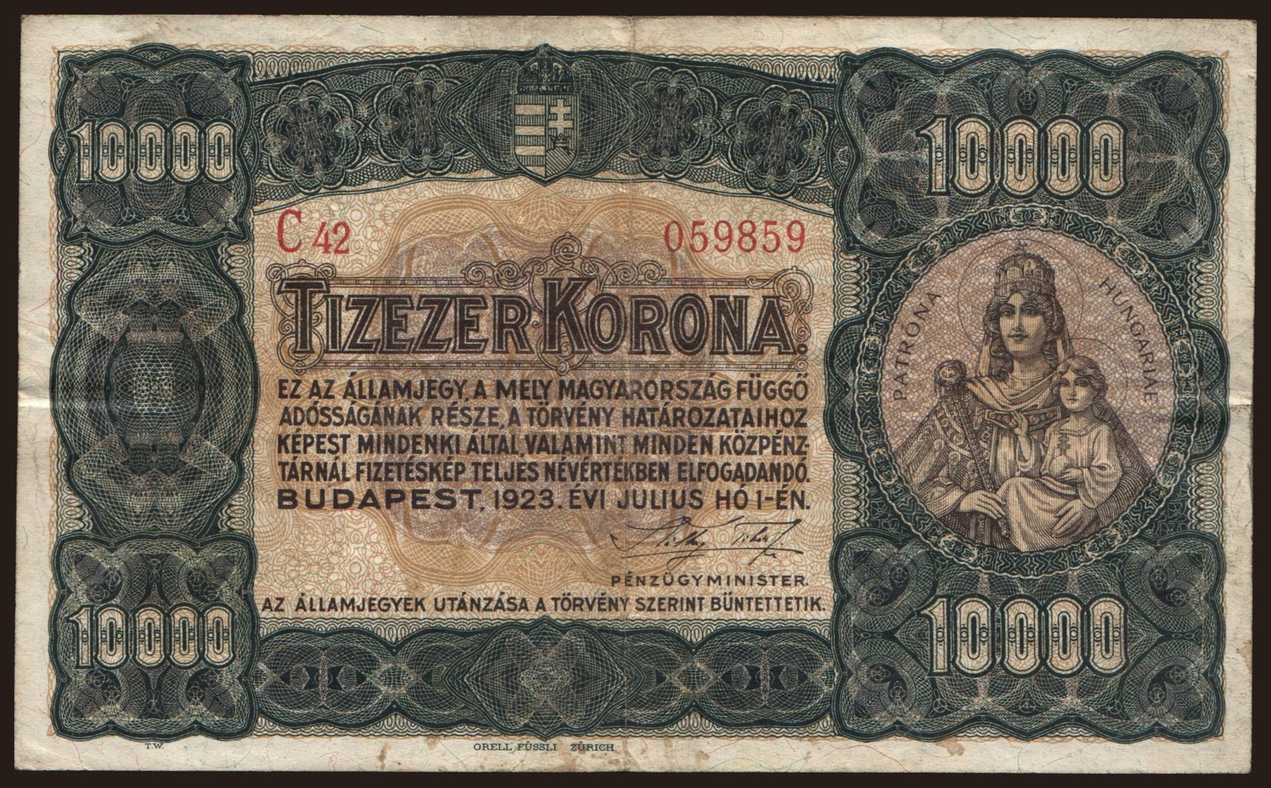 10.000 korona, 1923