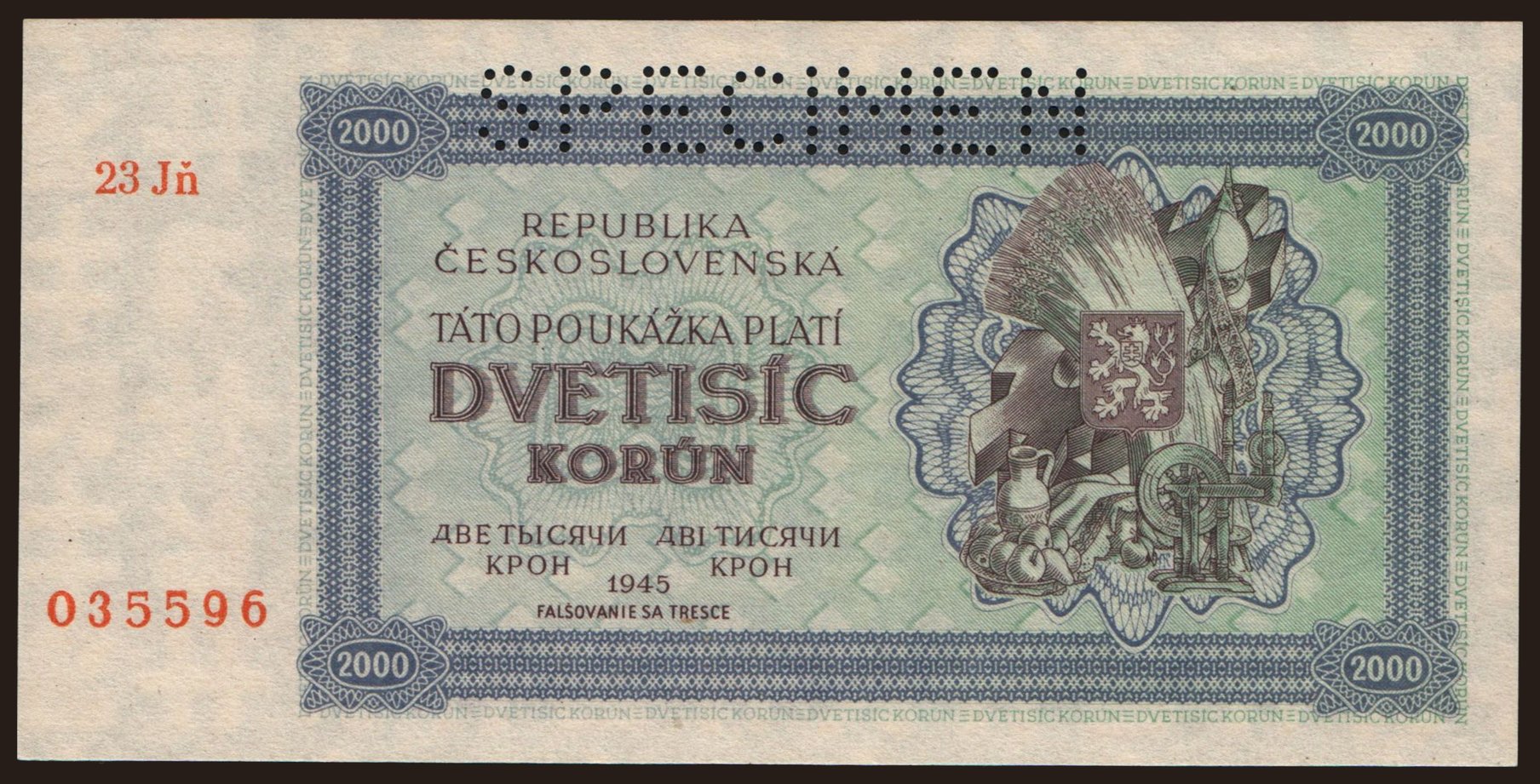 2000 korun, 1945