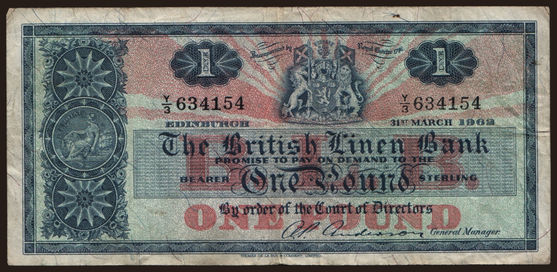 British Linen Bank, 1 pound, 1962