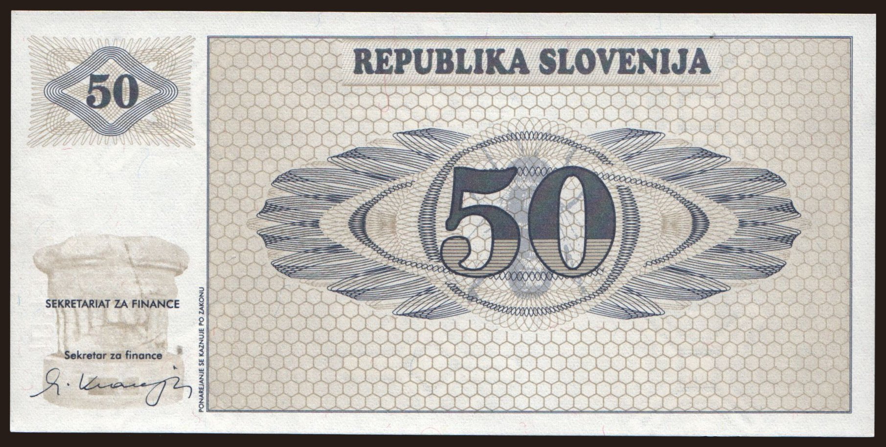 50 tolarjev, 1990