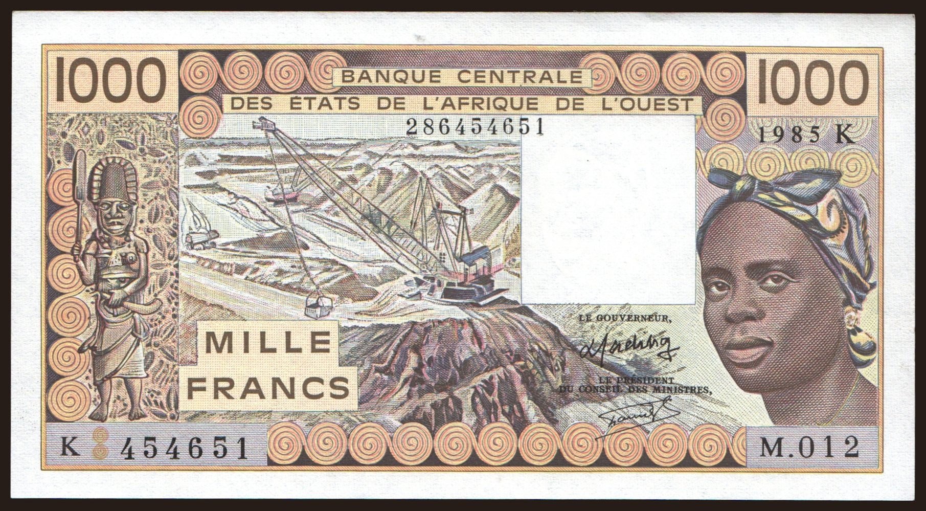 Senegal, 1000 francs, 1985