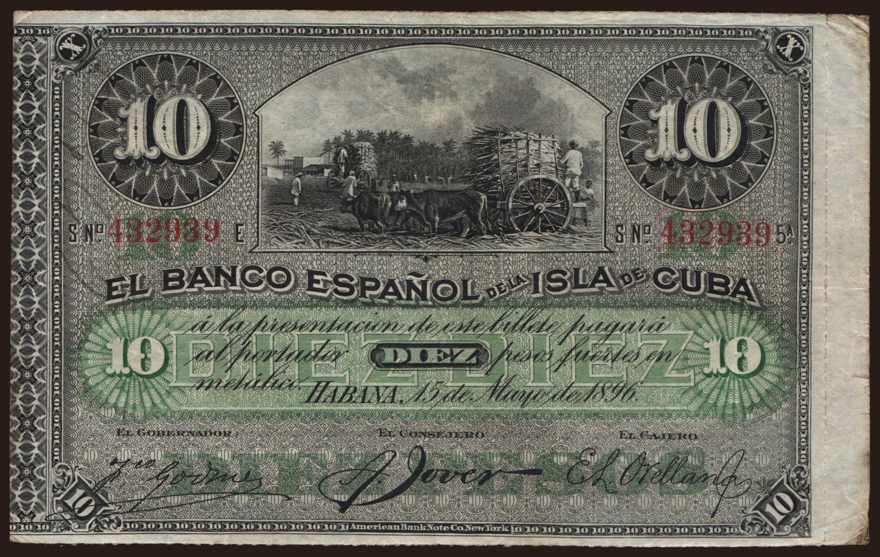 10 pesos, 1896