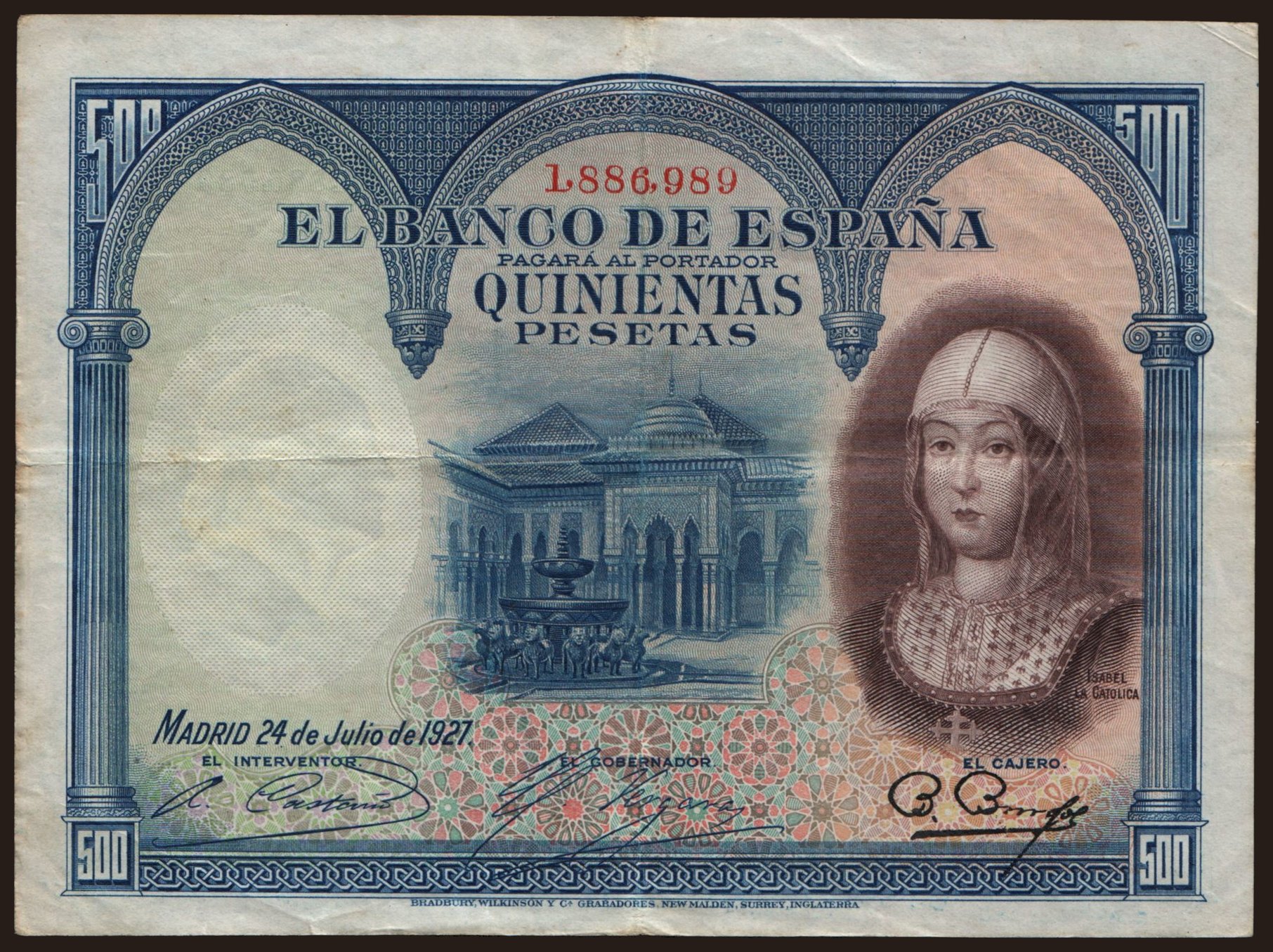 500 pesetas, 1927