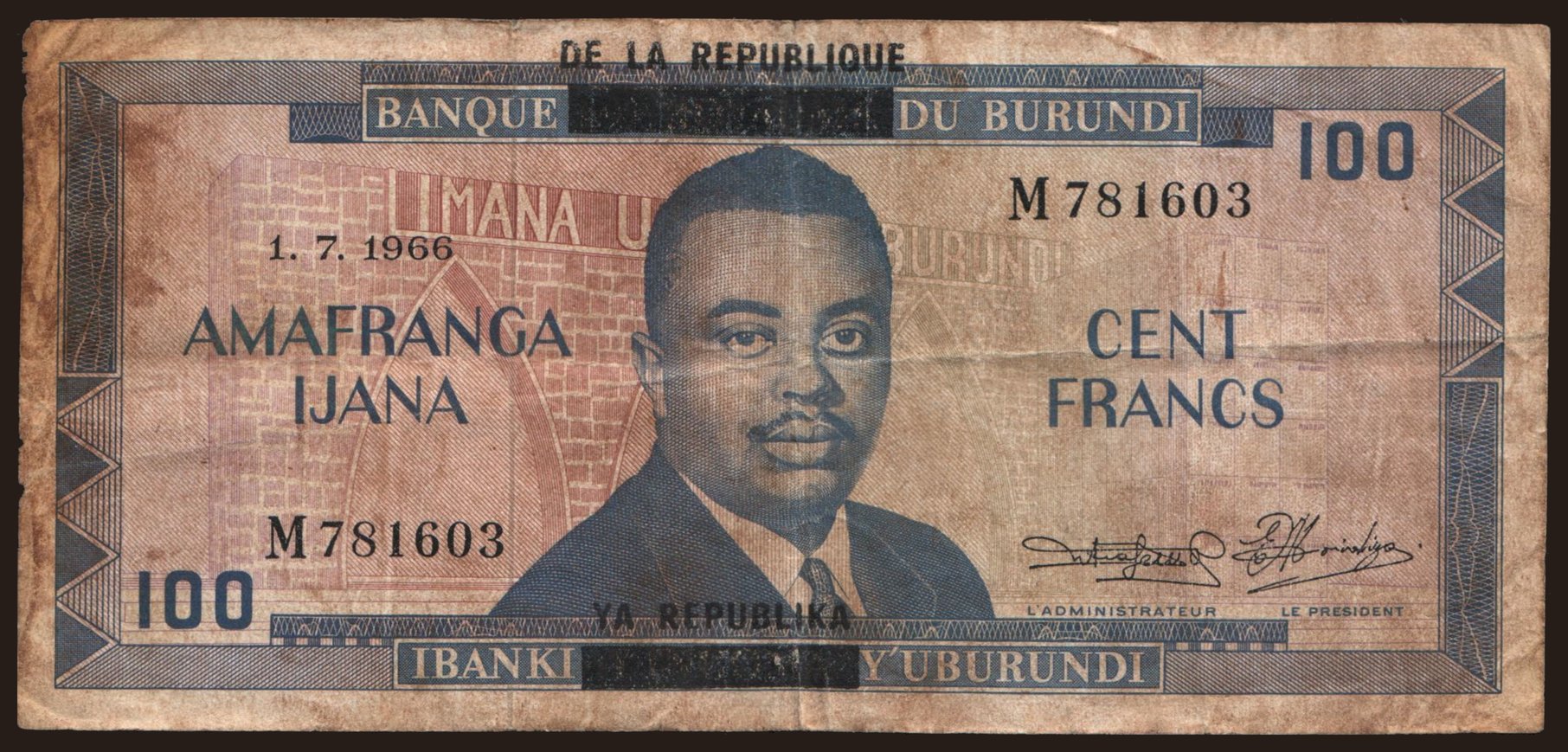 100 francs, 1966