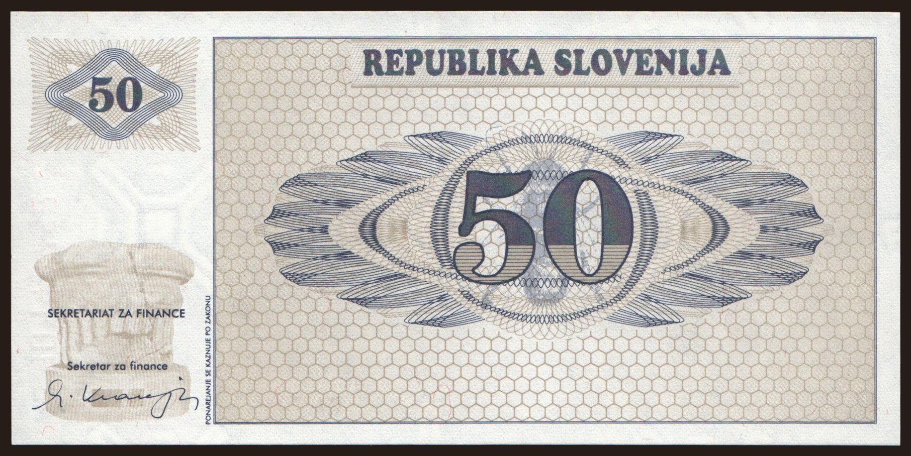 50 tolarjev, 1990