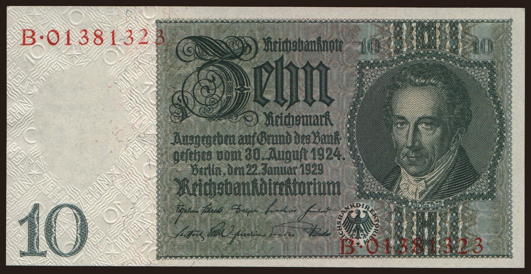 10 Reichsmark, 1929, -/B