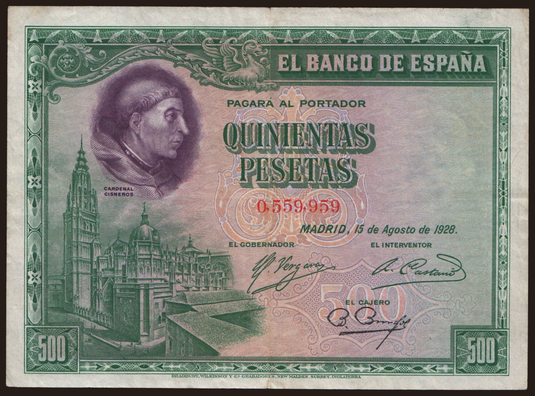 500 pesetas, 1928