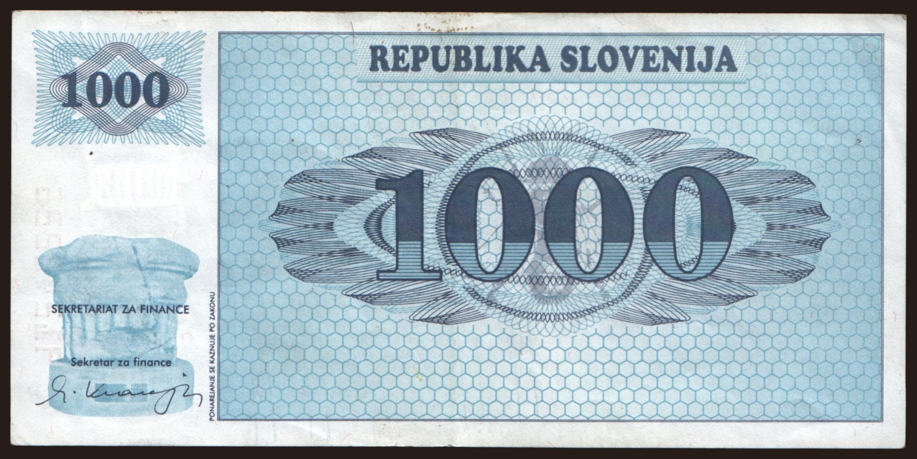 1000 tolarjev, 1991