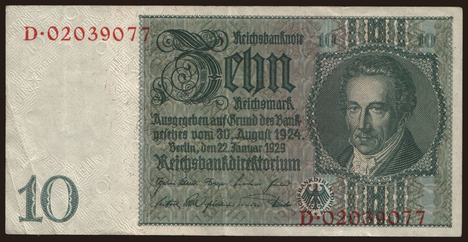 10 Reichsmark, 1929, -/D