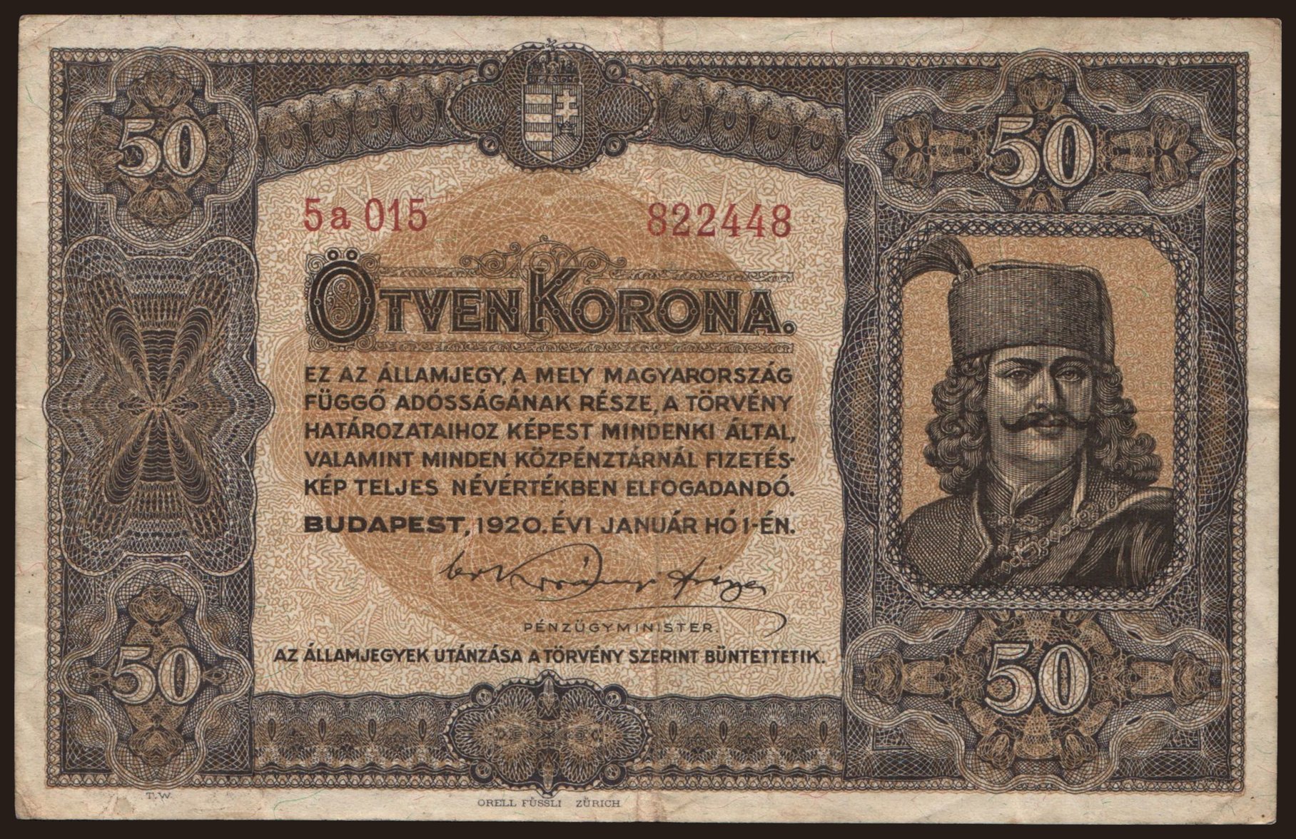 50 korona, 1920