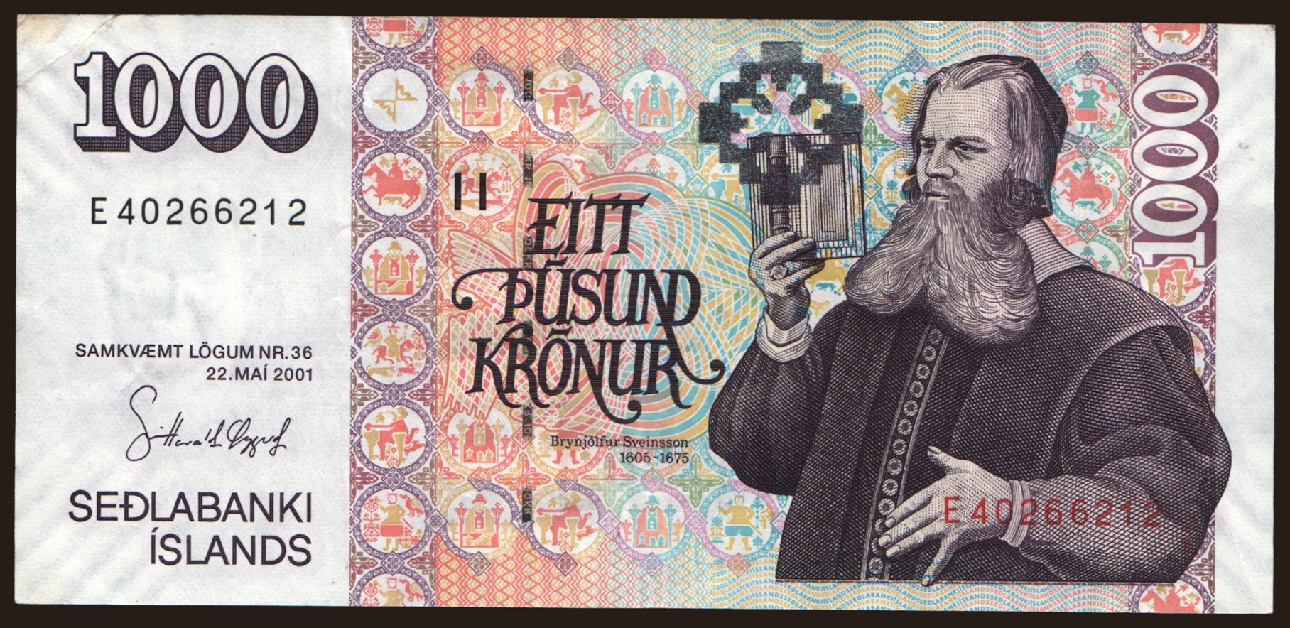 1000 kronur, 2001
