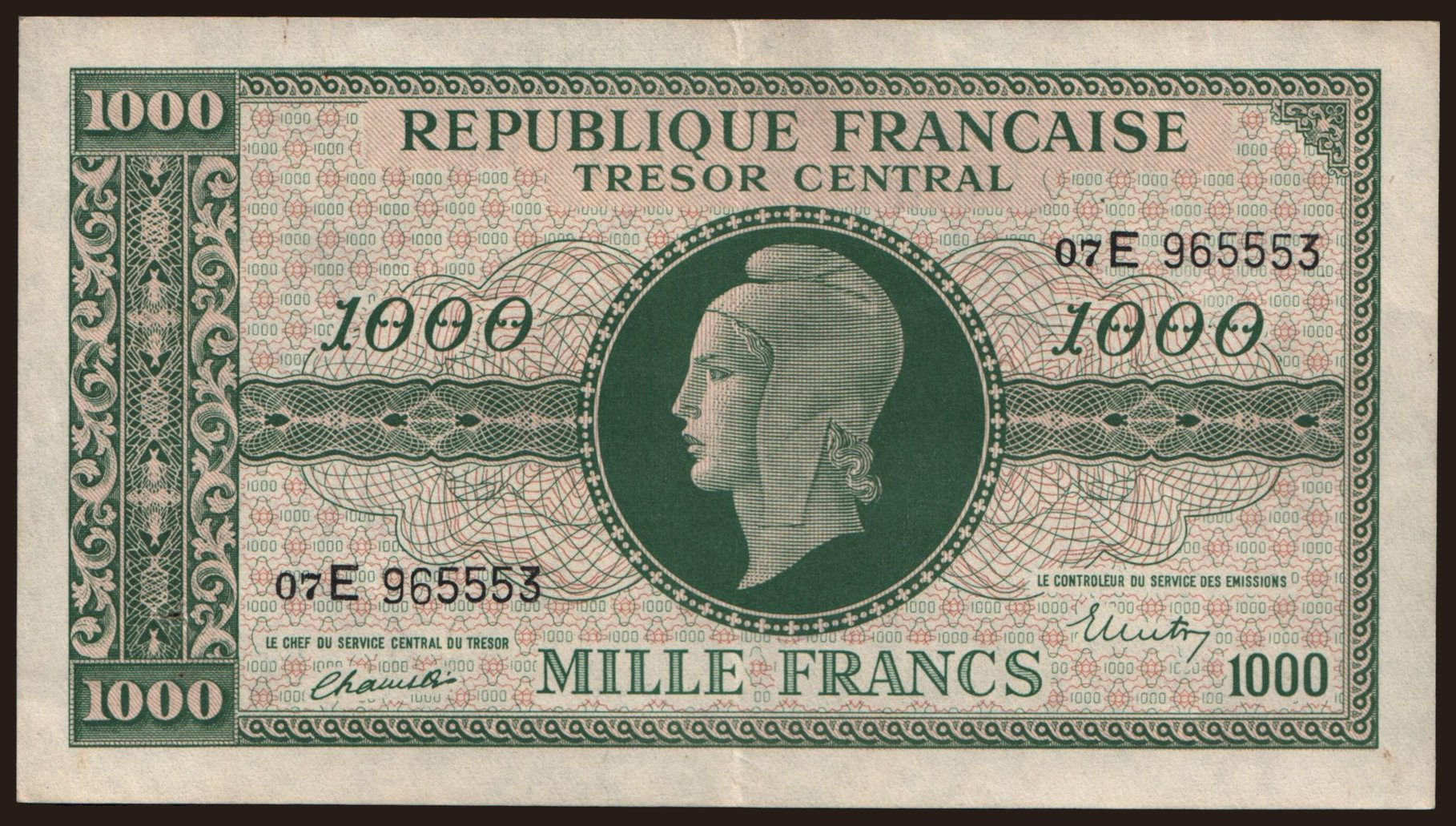 1000 francs, 1945
