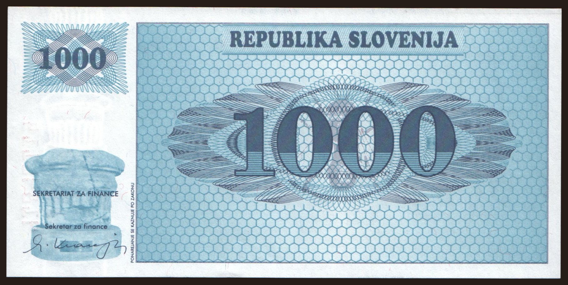 1000 tolarjev, 1991
