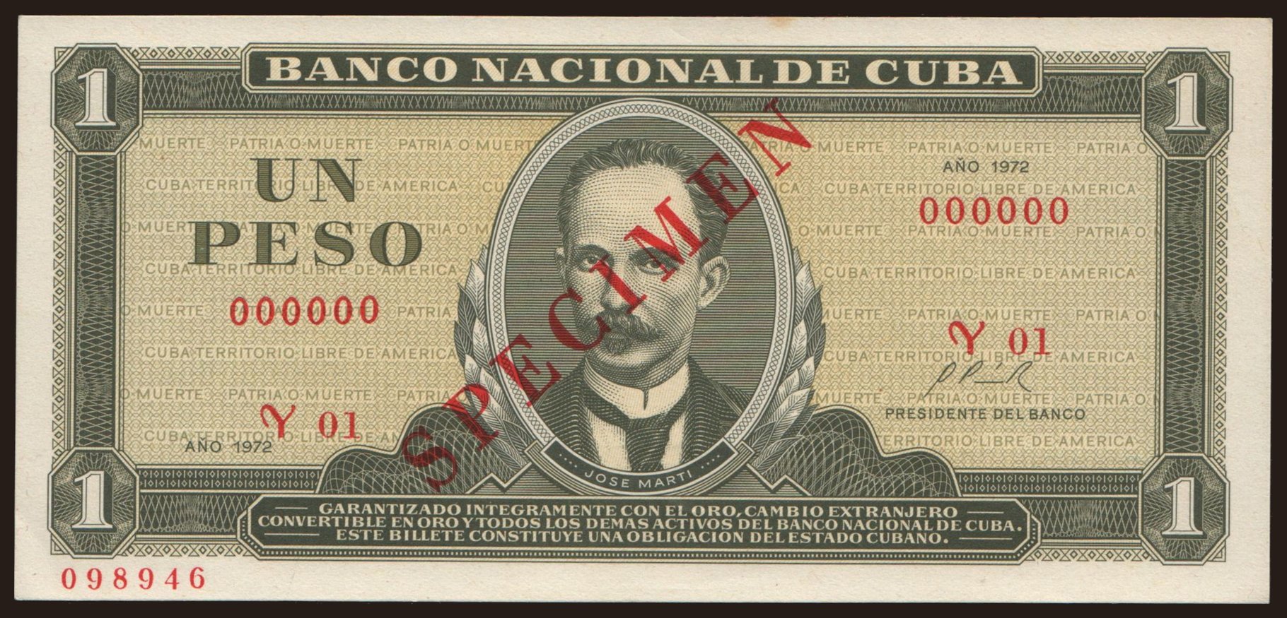1 peso, 1972, SPECIMEN