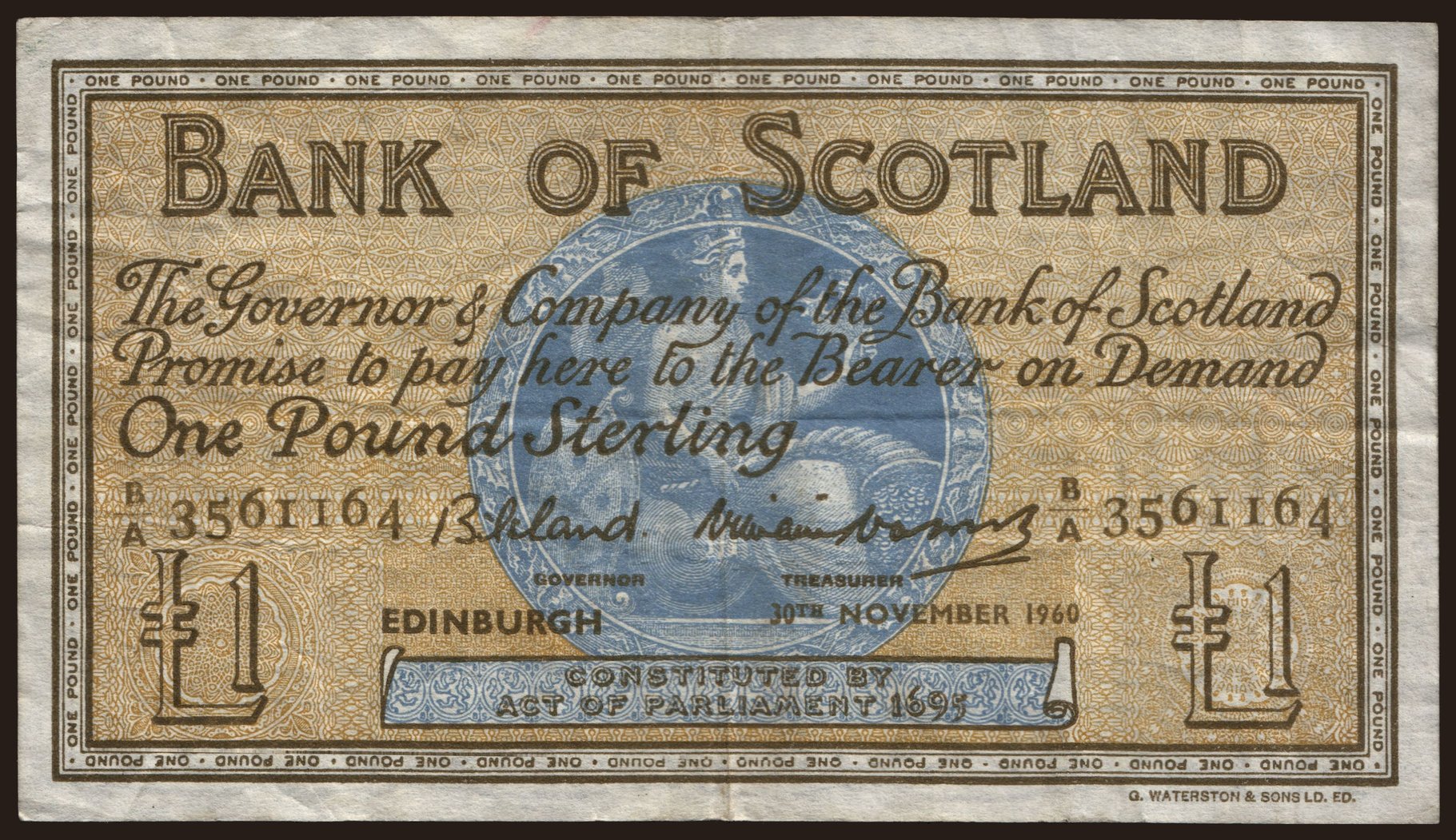 Bank of Scotland, 1 pound, 1960