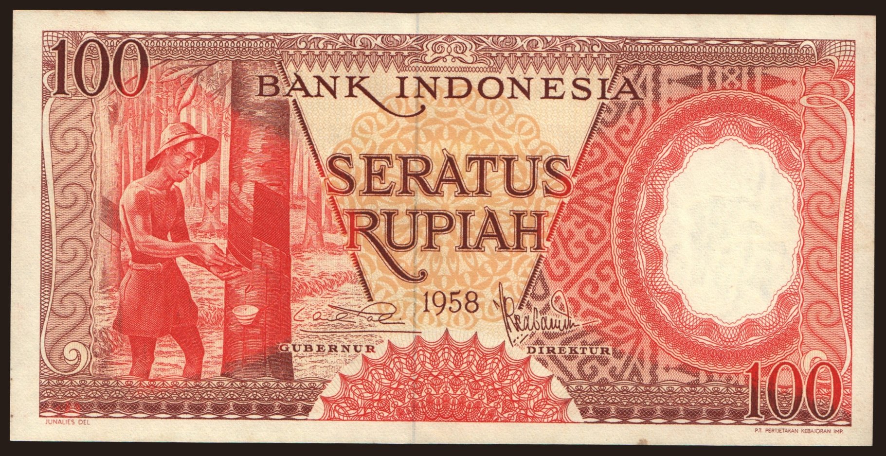 100 rupiah, 1958