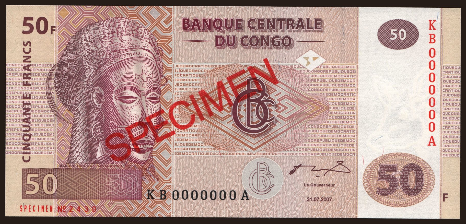 50 francs, 2007, SPECIMEN