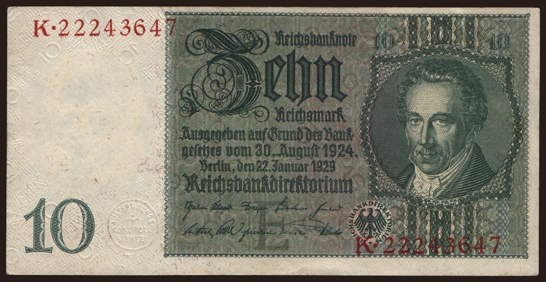 10 Reichsmark, 1929, E/K