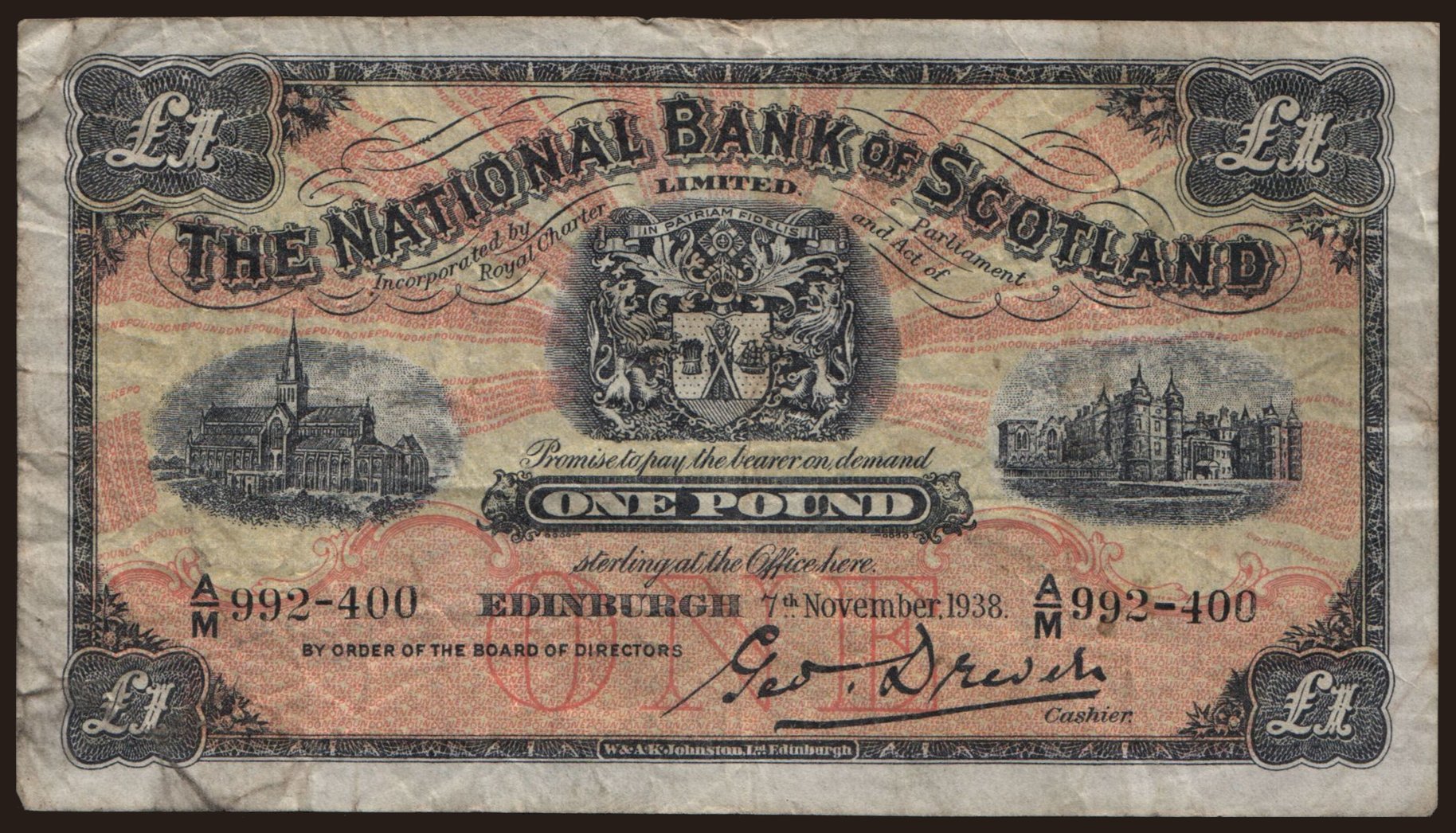 National Bank of Scotland, 1 pound, 1938