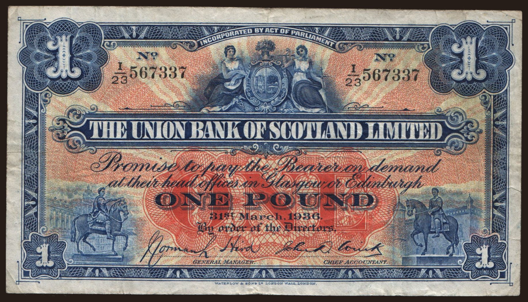 Union Bank of Scotland, 1 pound, 1936