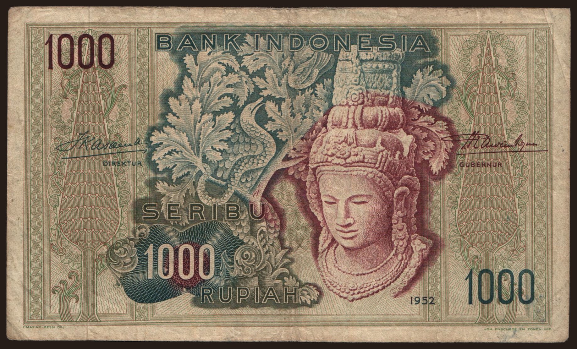 1000 rupiah, 1952