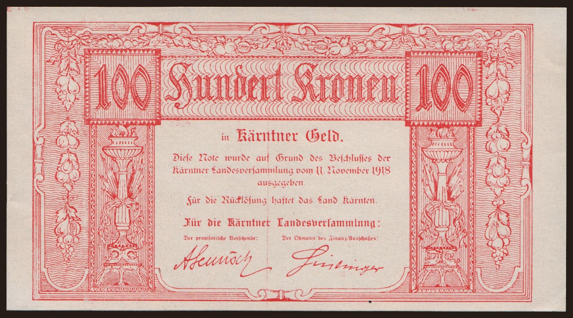 Kärnten, 100 Kronen, 1918