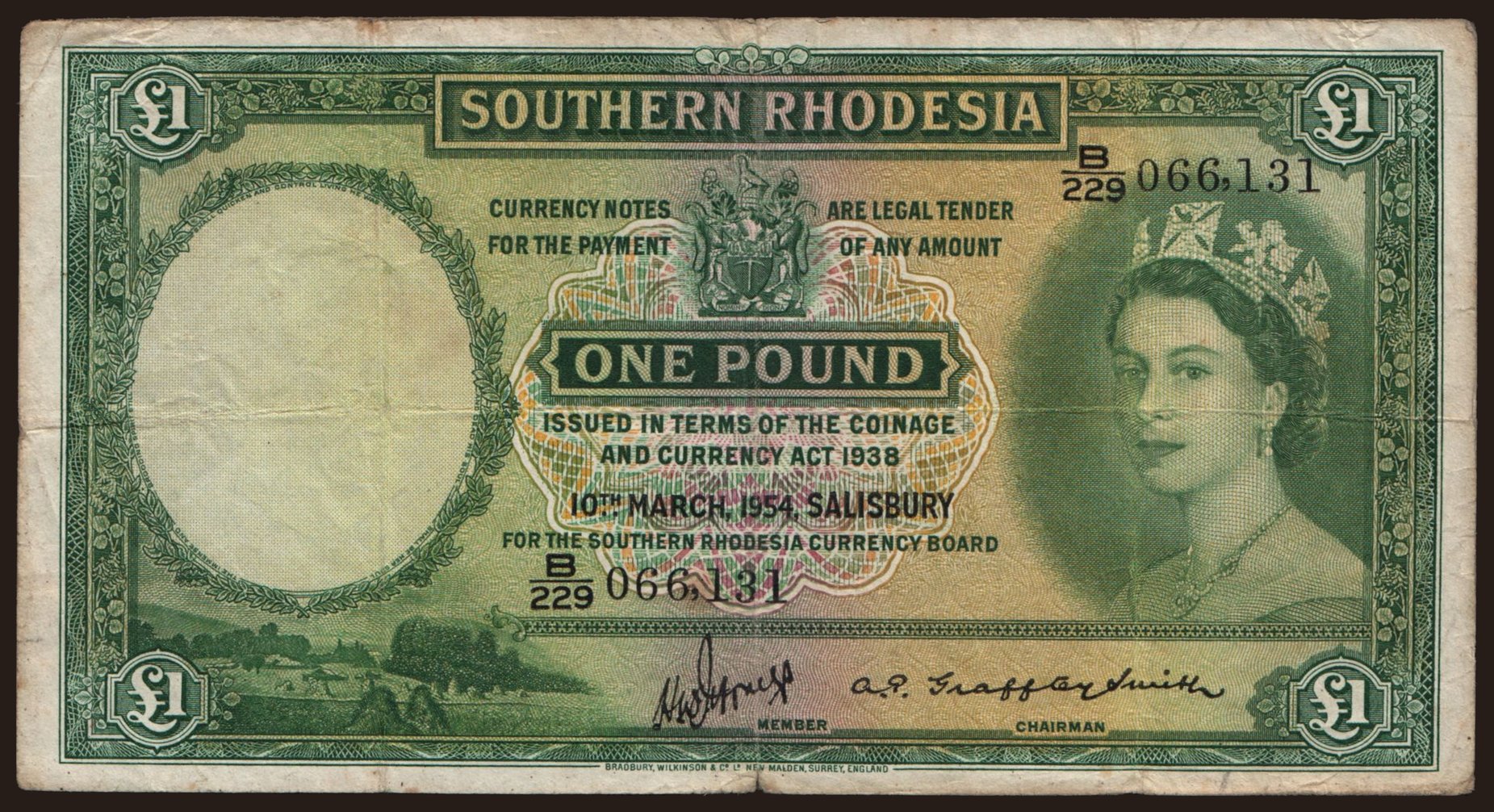 Southern Rhodesia, 1 pound, 1954