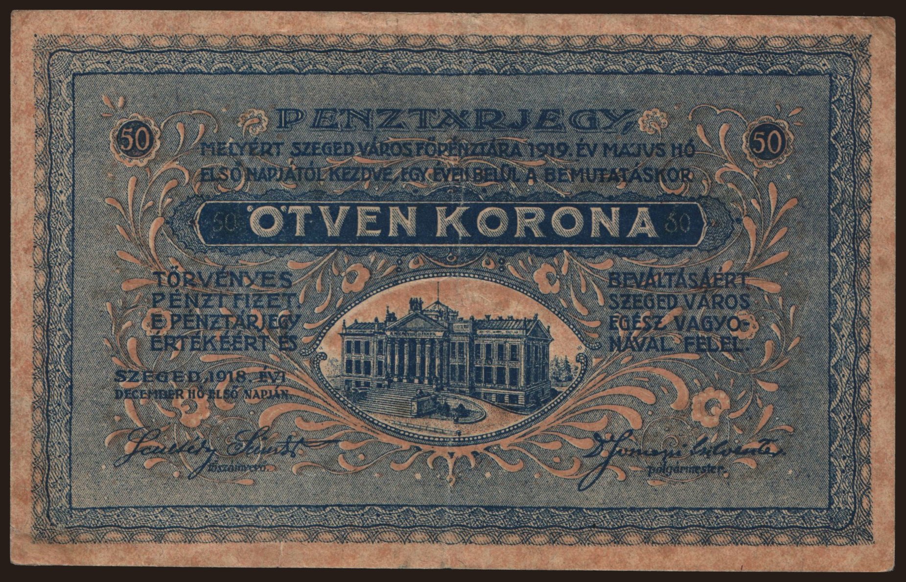 Szeged, 50 korona, 1918
