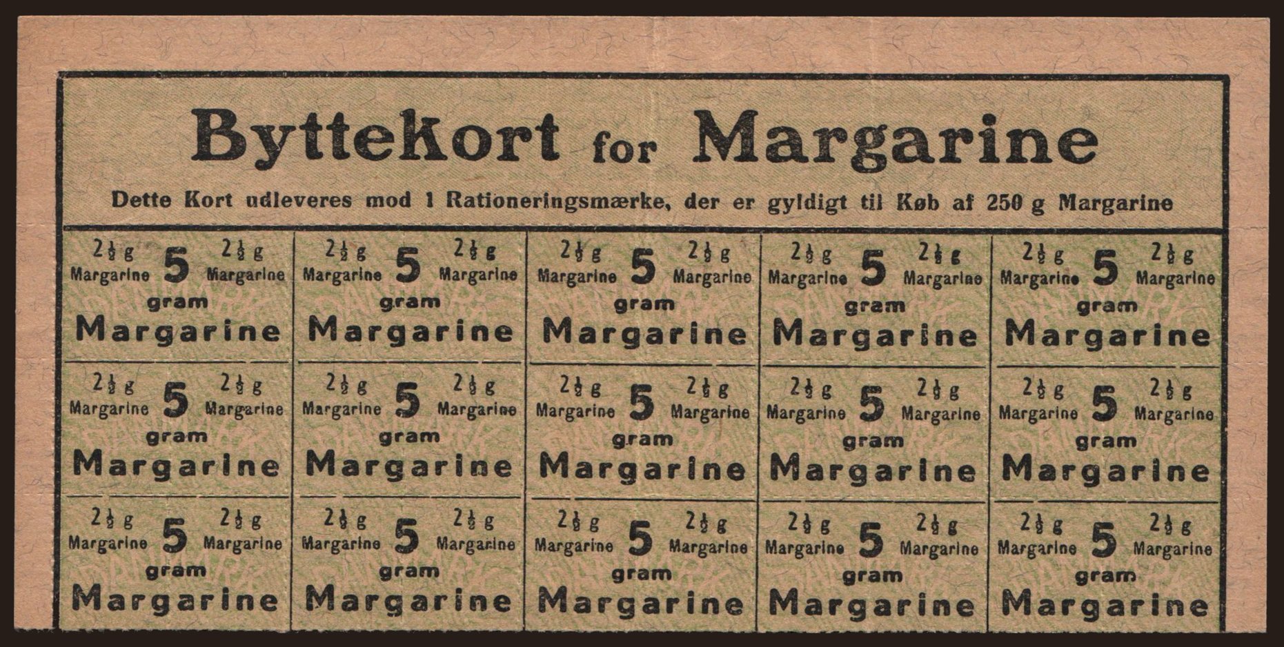 Byttekort for Margarine, 1919