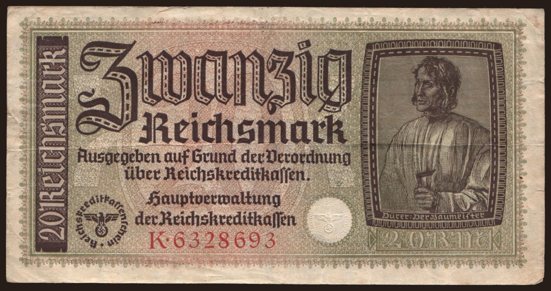 Reichskreditkassenschein, 20 Reichsmark, 1939