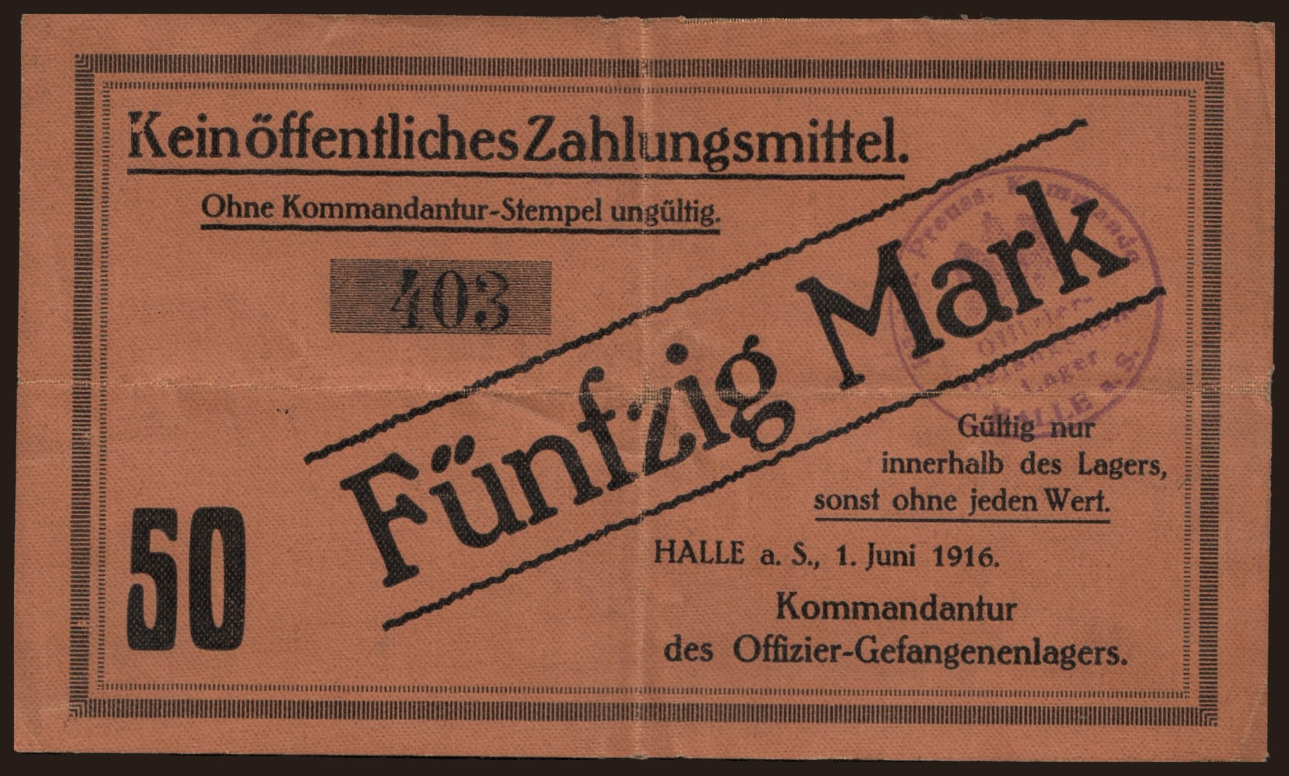 Halle, 50 Mark, 1916