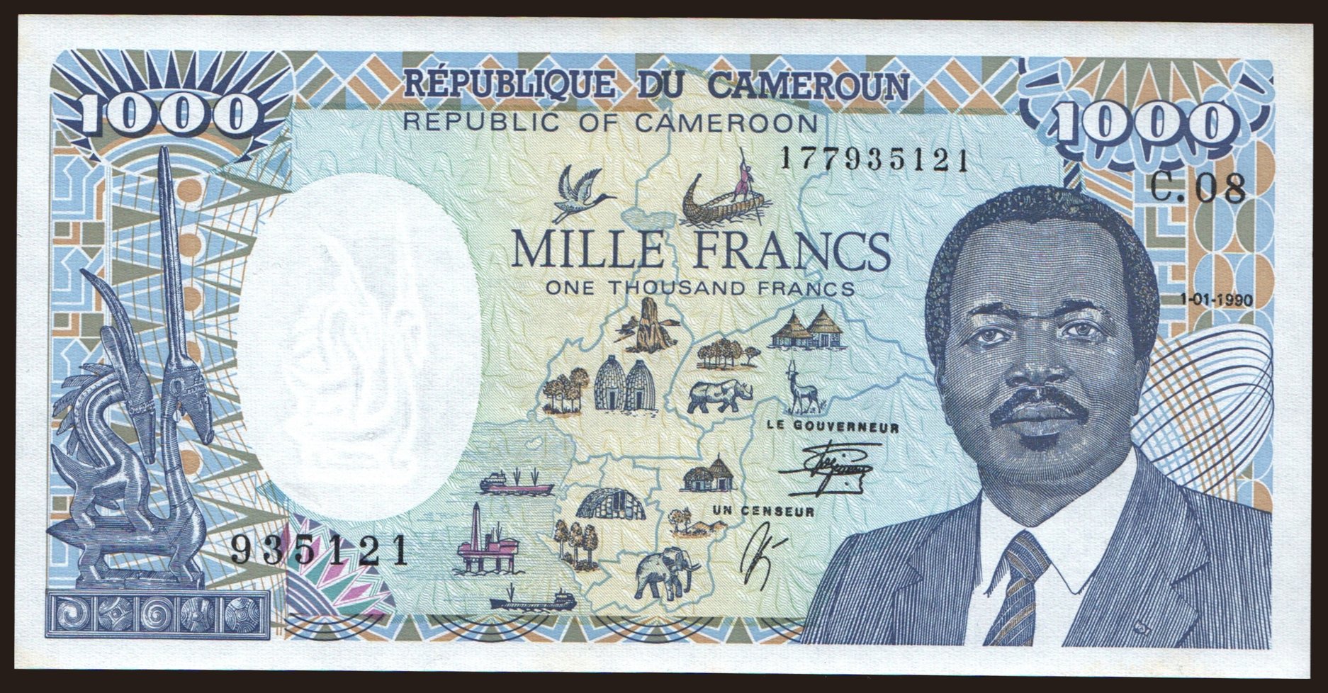 1000 francs, 1990