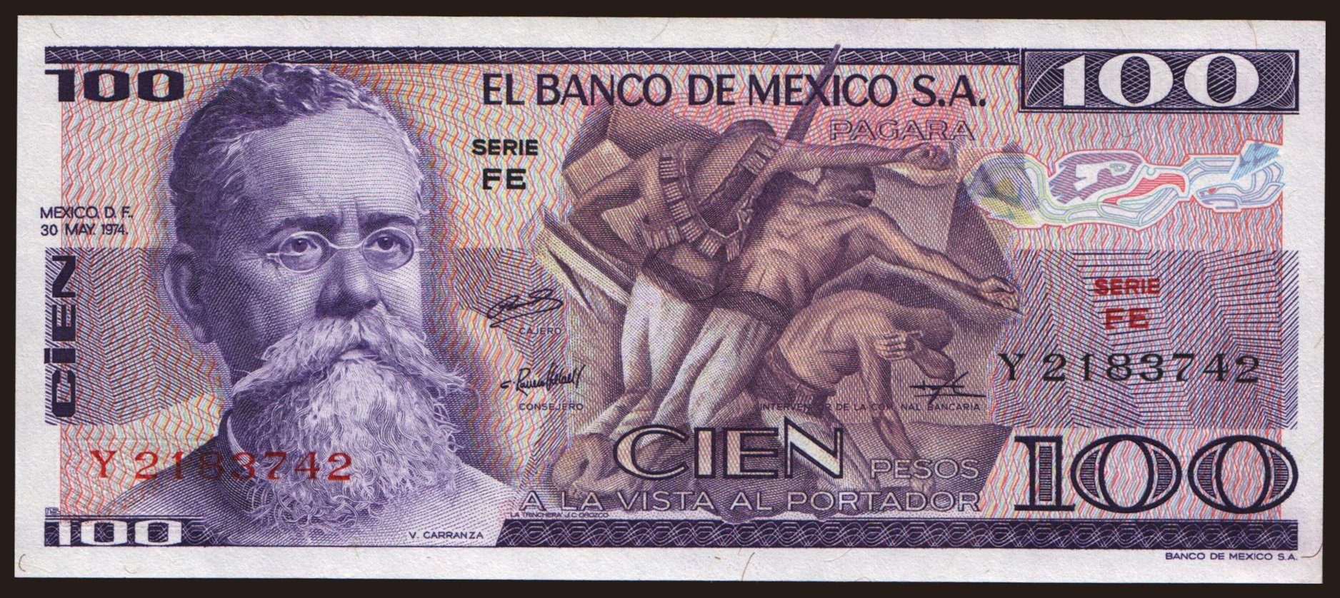 100 pesos, 1974